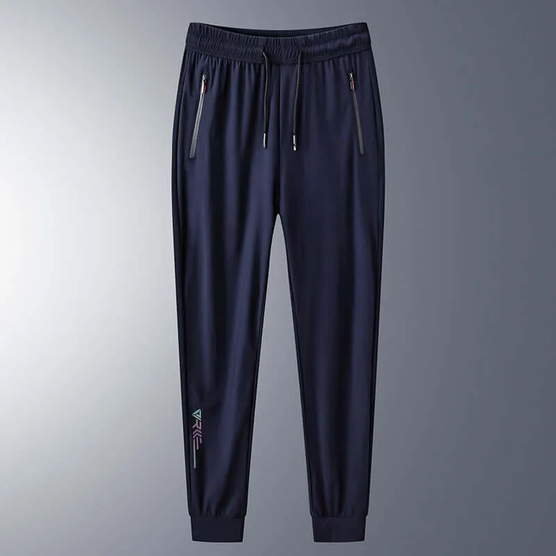 2021 ice silk casual pants men's summer trousers breathable large size pants air conditioning pants quick-fitting force sports pants tide