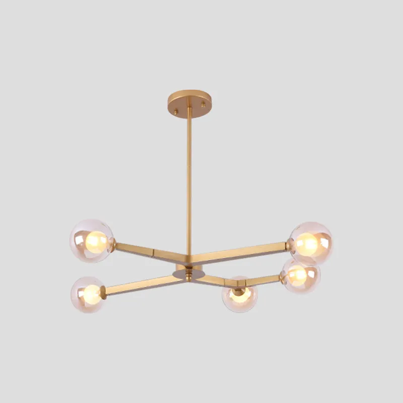 5/9 Light Glass Bubble Ceiling Chandelier - Simple Style Luminaire in Black/Gold