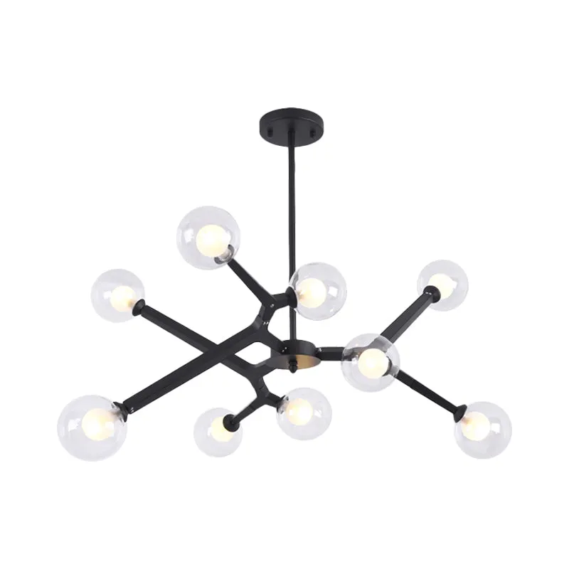 5/9 Light Glass Bubble Ceiling Chandelier - Simple Style Luminaire in Black/Gold