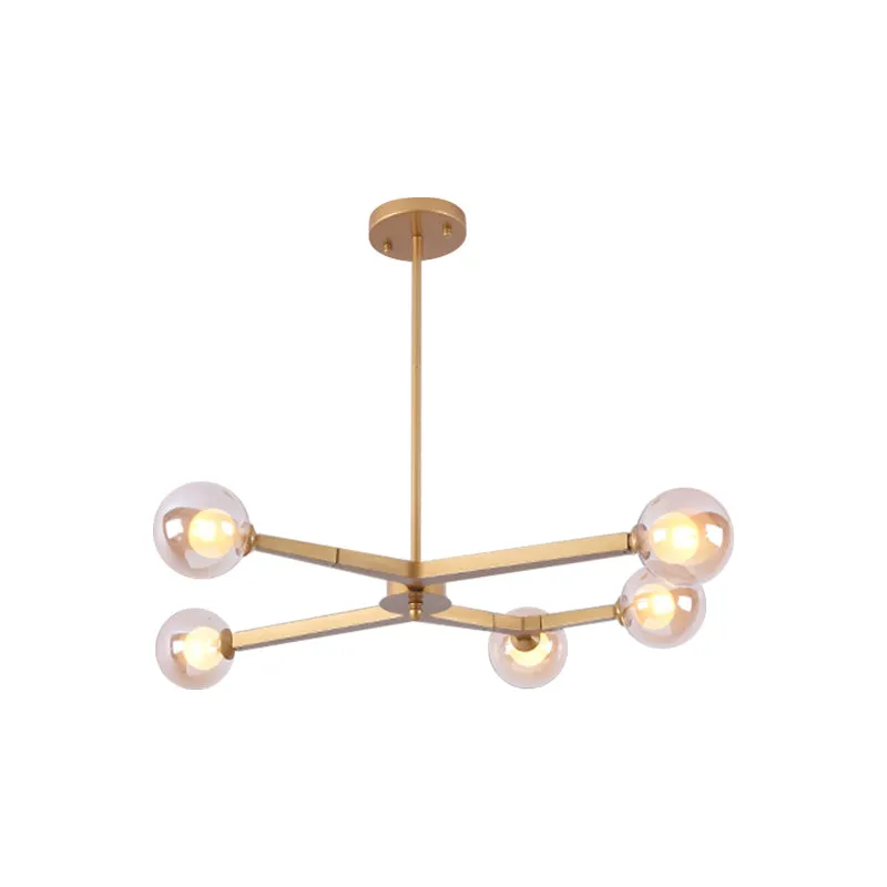 5/9 Light Glass Bubble Ceiling Chandelier - Simple Style Luminaire in Black/Gold