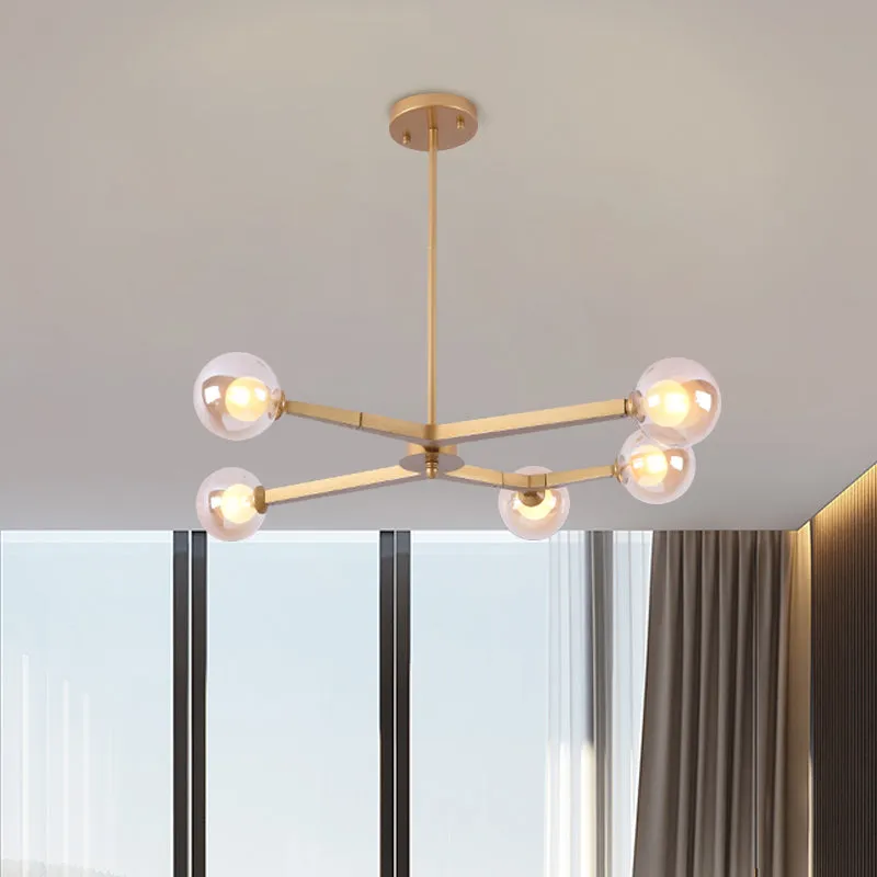 5/9 Light Glass Bubble Ceiling Chandelier - Simple Style Luminaire in Black/Gold