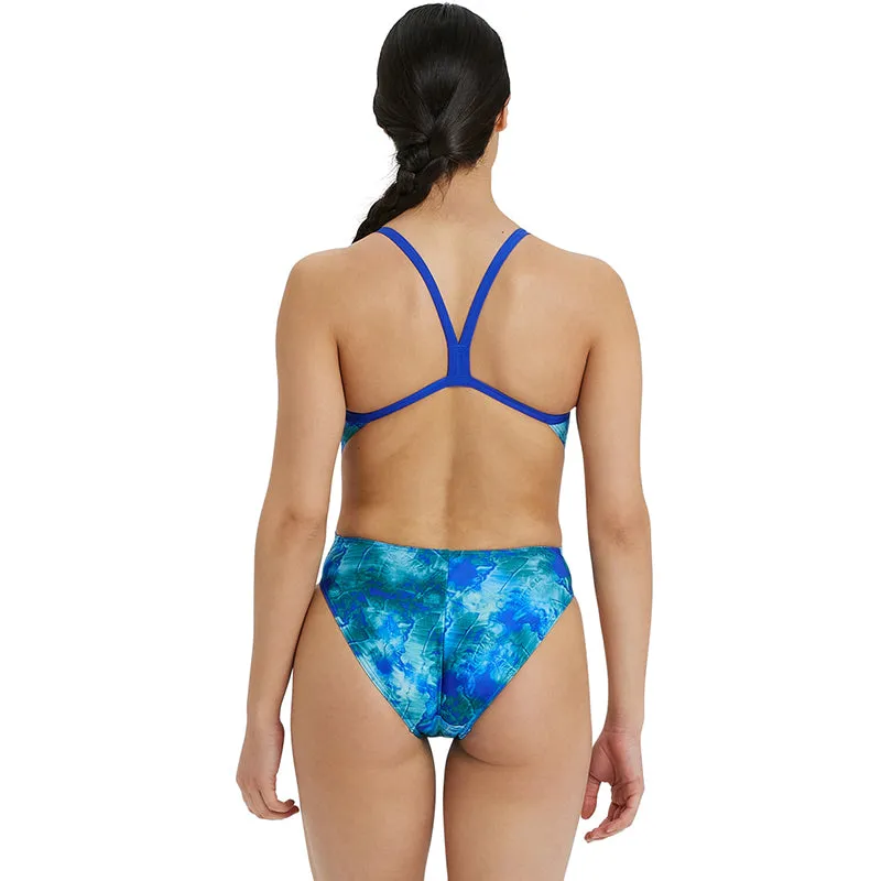 Arena - Allover Challenge Back Ladies Swimsuit - Neon Blue