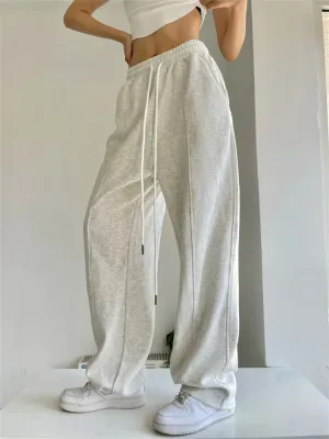 Baggy Joggers Sweatpants Women Gray Wide Leg Track Pants Oversized Kpop Baggy Sports Trousers