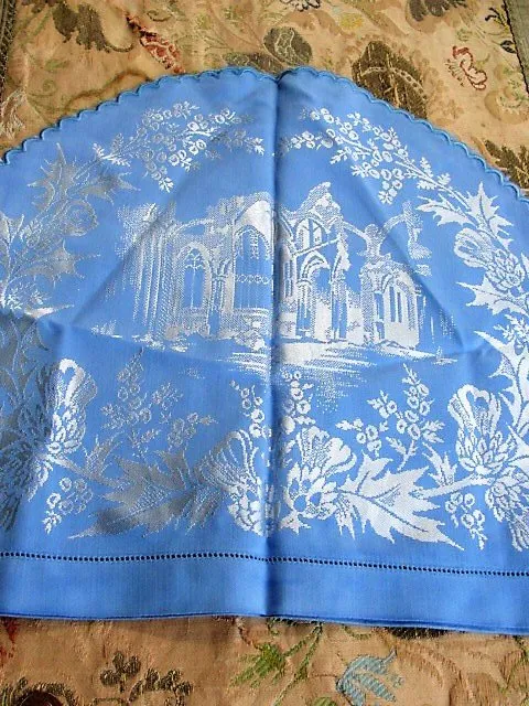 BEAUTIFUL Vintage Tea Cozy Scottish Thistles Design Lovely Blue Damask Linen Tea Cosy Vintage Tea Time Linens Collectable Tea Cosies