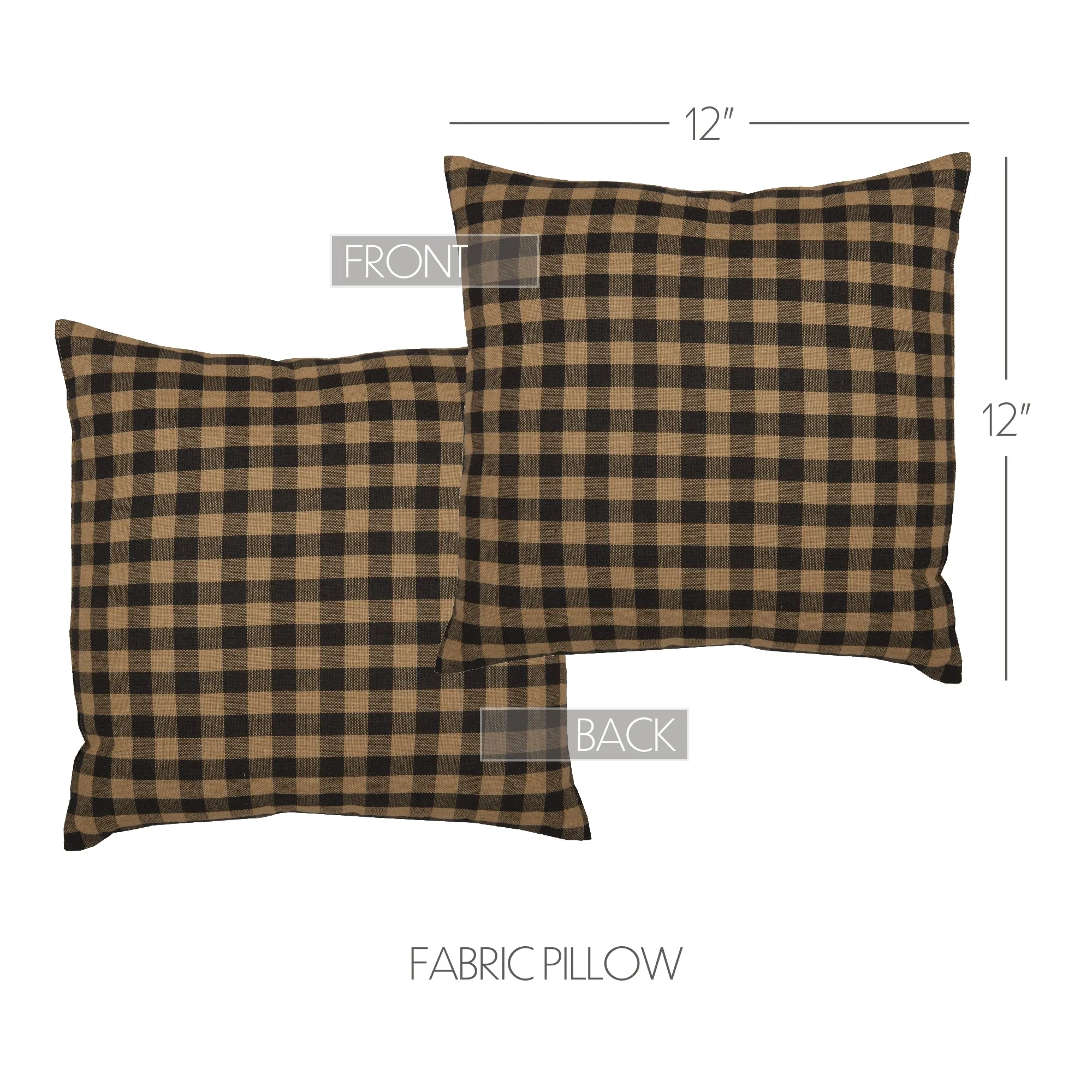 Black Check Fabric Pillow 12x12