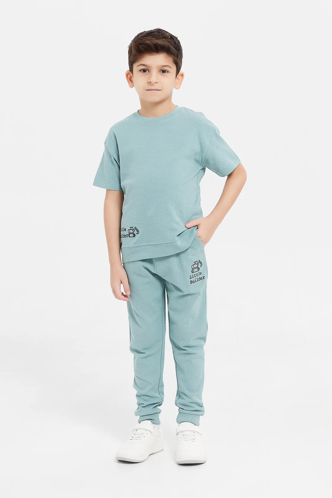 Boys Mint Pique Jog Pants