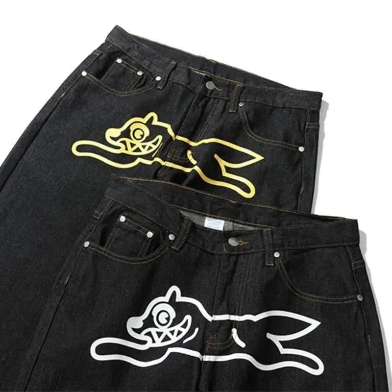 Flytonntore-Streetwear Men Outfits Tomboy Fits -2024 Summer American Denim Shorts Men's High Street Casual Wide Leg Five-Leg Pants Sports Pants Printed Street Wear Shorts