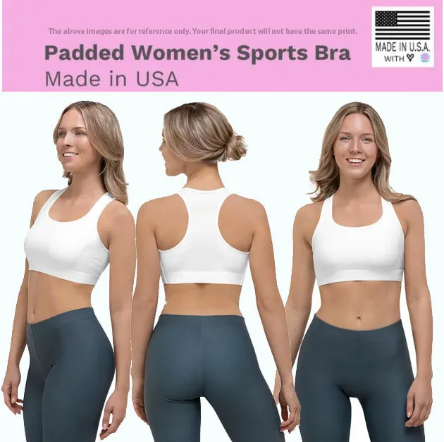 Green Blue Starry Sports Bra, Best Padded Sports Workout Fitness Bra For Ladies - Made in USA/EU/MX