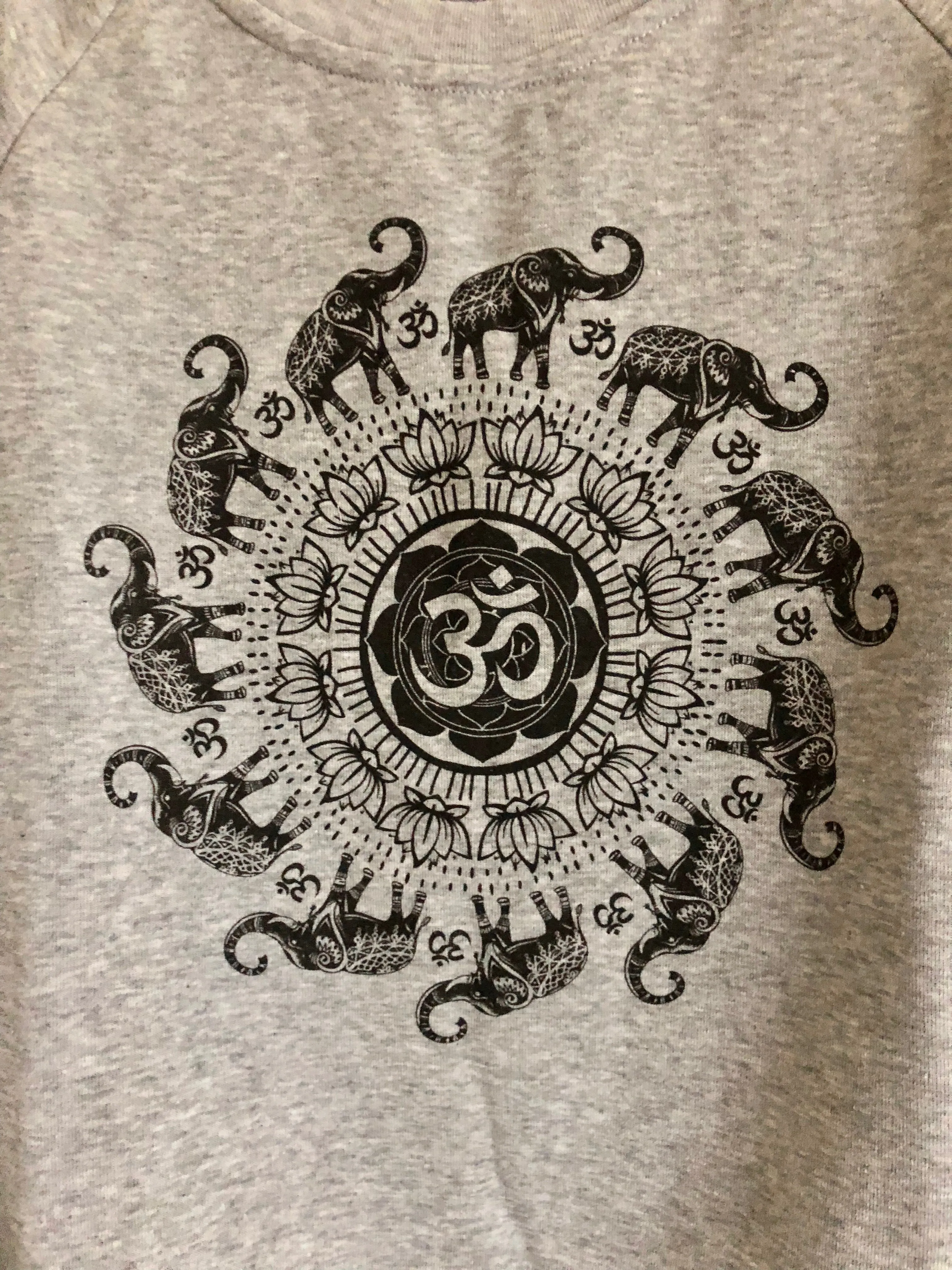 Heather Gray Elephant & Om Oversized Sweatshirt