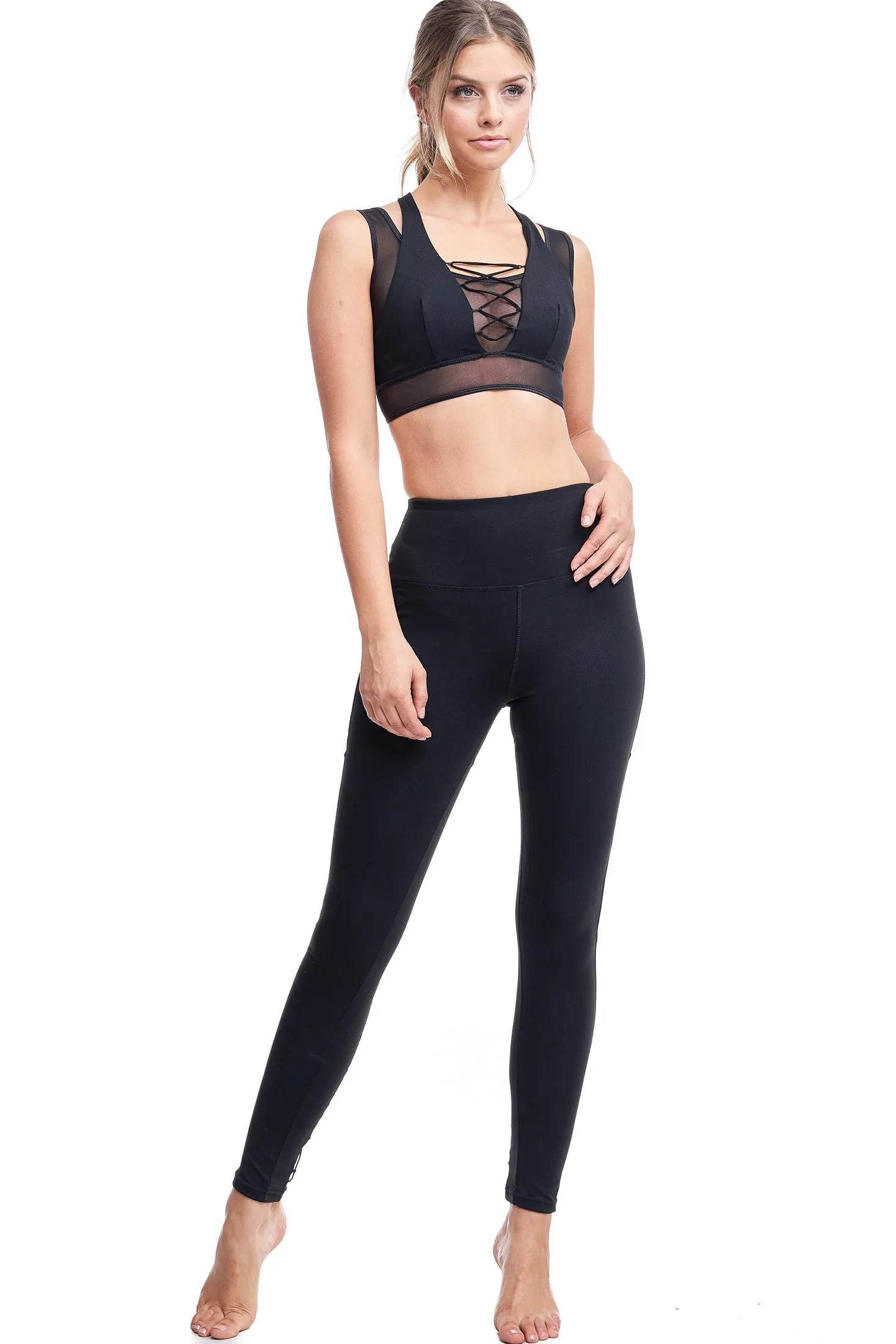 LUX CROSS-OVER SPORTS BRA | BLACK