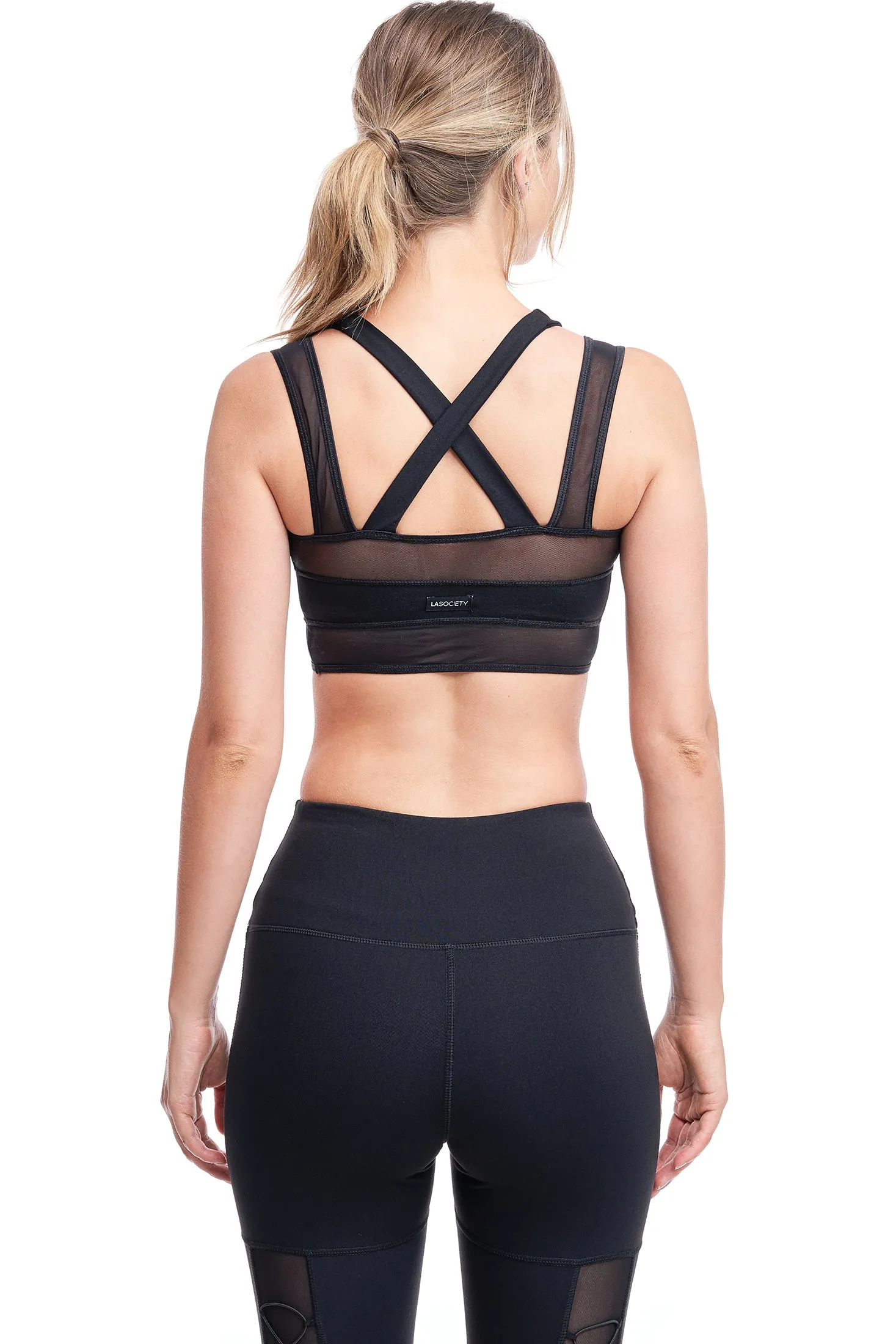 LUX CROSS-OVER SPORTS BRA | BLACK