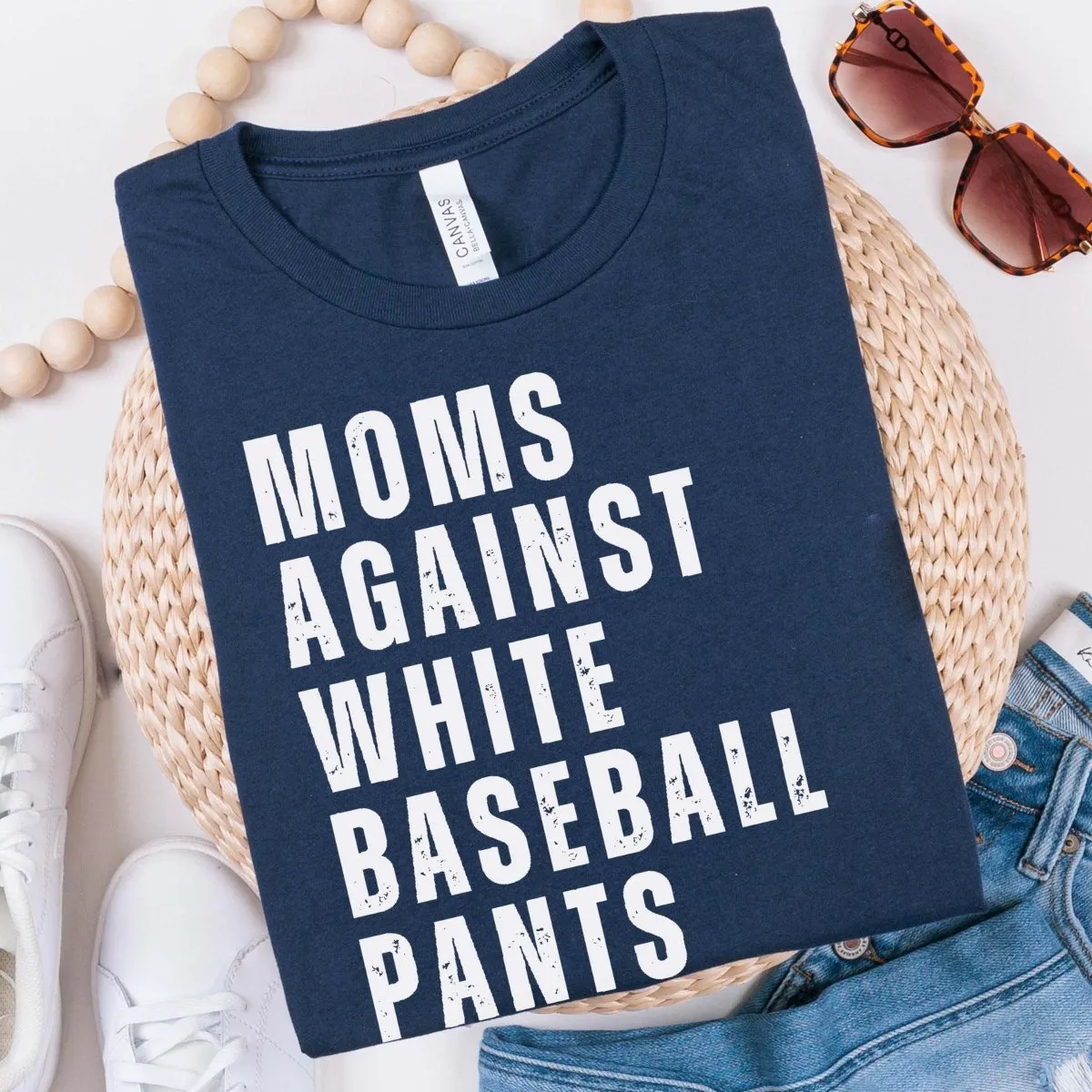 Moms Against White Baseball Pants Wholesale Tee