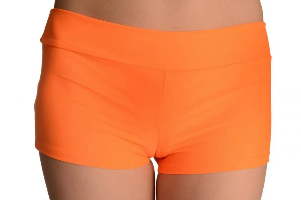 Neon Orange Women's Stretchy Yoga Shorts