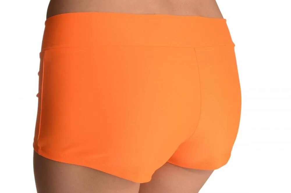 Neon Orange Women's Stretchy Yoga Shorts