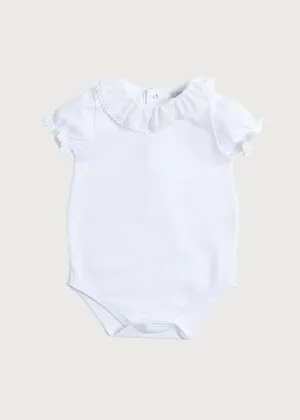 Piculina Trim Cotton Bodysuit in White (0mths-3yrs)