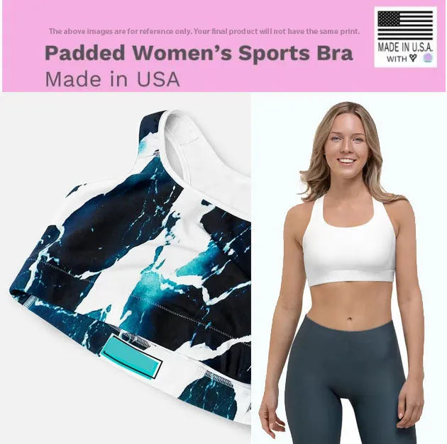 Pink Tropical Leaves Sports Bra, Best Women's Fitness Workout Bra-Made in USA/EU (US Size: XS-2XL)