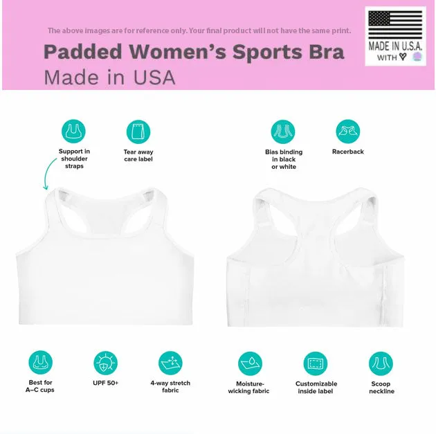Pink Tropical Leaves Sports Bra, Best Women's Fitness Workout Bra-Made in USA/EU (US Size: XS-2XL)