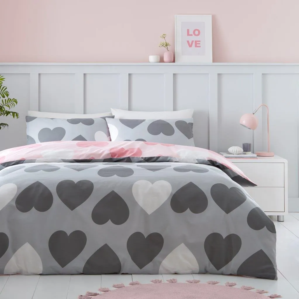 Pretty Hearts Printed Duvet Set