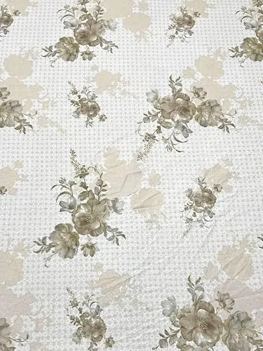Pure Decor 100% Pure Cotton Velar Fur SIB Collection King Size Twill Fabric Bedsheet for Double Bed (108"X108") with 2 Pillow Covers PD 4185 - Floral, Brown
