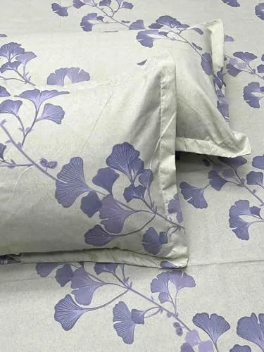 Pure Decor Amulya Collection Microfiber Queen Size Bedsheet for Double Bed (90"X100") with 2 Pillow Covers PD 4133 - Floral, Green