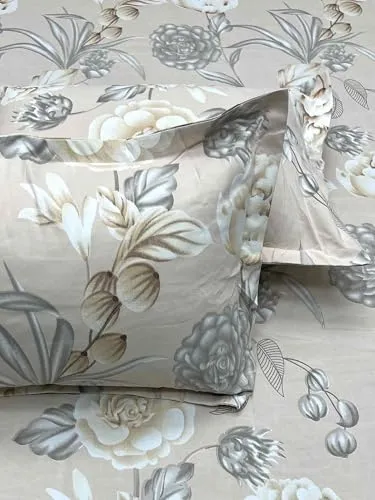 Pure Decor Amulya Collection Microfiber Queen Size Bedsheet for Double Bed (90"X100") with 2 Pillow Covers PD 4417 - Floral, Peach