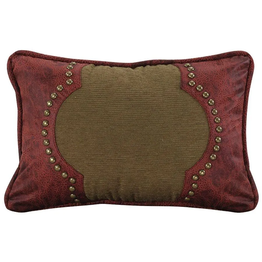 San Angelo Red Contour Studded Leather Lumbar Pillow