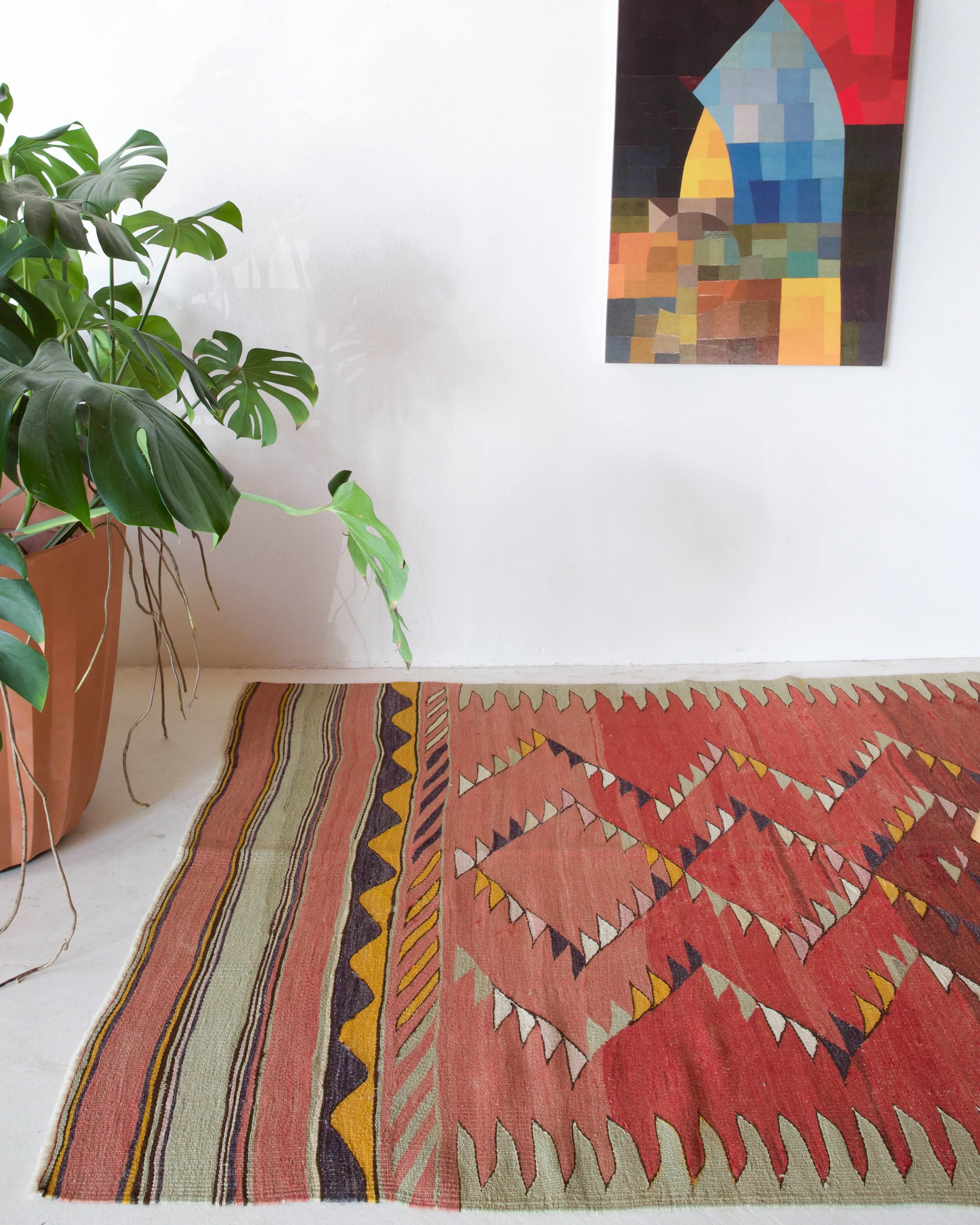 Vintage Bodrum Turnali Kilim Rug 4'4"x8'