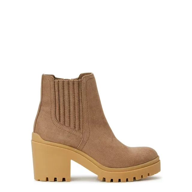 Women's Block Heel Lug Sole Chelsea Boots